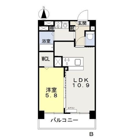 拡大写真:アリビオ高柳 5階502の間取り