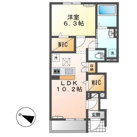 拡大写真:Emeraude Chateau 1階103の間取り