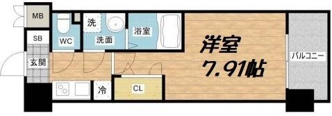 拡大写真：アーデン谷町 8階808の間取り