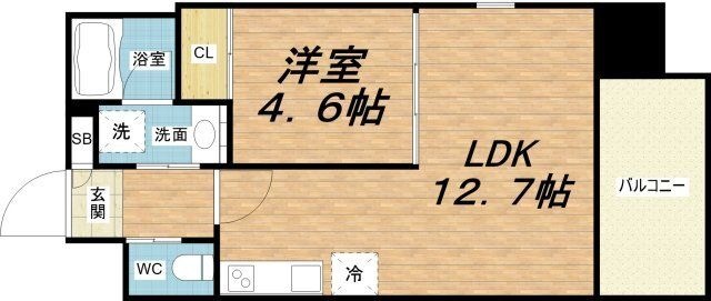 拡大写真:プレジオ弁天町 8階820の間取り