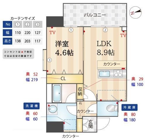 拡大写真:ルフォンプログレ南森町 3階304の間取り