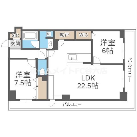 拡大写真:グランセジュール大国町 4階401の間取り