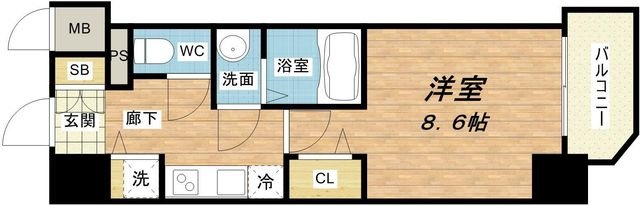 拡大写真:プレサンス本町エクストラ 9階901の間取り