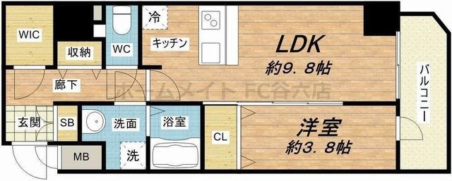 拡大写真:プレサンス松屋町グレース 9階904の間取り