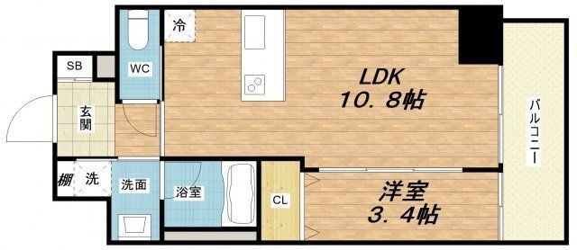 拡大写真:Wave on Horie Tower 8階802の間取り