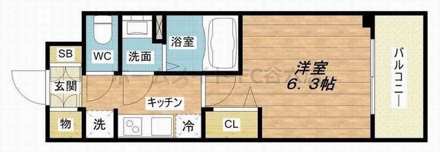 拡大写真:プレサンス大手前ピリオド 15階1507の間取り