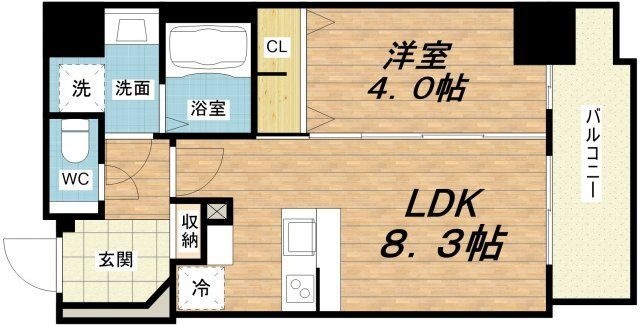 拡大写真:La Douceur谷町 2階201の間取り