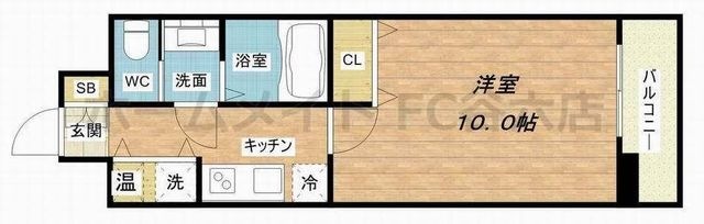 拡大写真:エス・キュート平野町 2階201の間取り