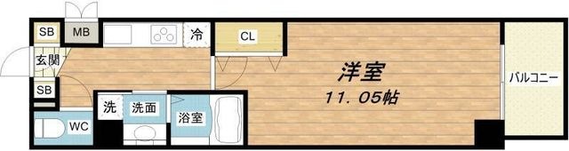 拡大写真:アーバンフラッツ心斎橋 9階906の間取り