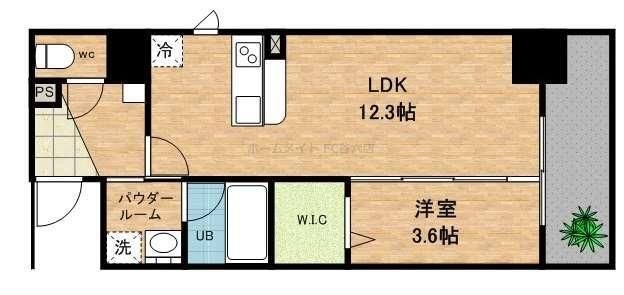 拡大写真：ソシオ心斎橋 9階902の間取り