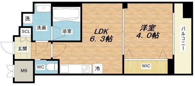 拡大写真:Vinoプレジオ本町 4階406の間取り