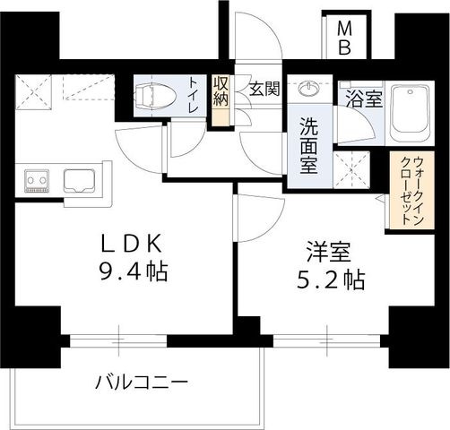 拡大写真:アーバネックス南森町EAST 13階1301の間取り