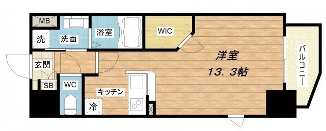 拡大写真:La Douceur梅田West 8階801の間取り