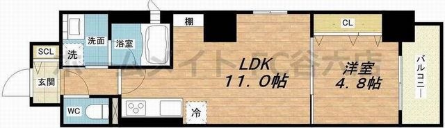 拡大写真:ミラノ堺筋 9階902の間取り