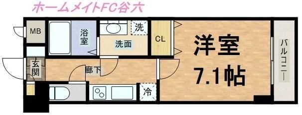 拡大写真：S-RESIDENCE　Hommachi　Marks 12階1205の間取り