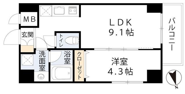 拡大写真:ヴェルレジデンス天満 3階302の間取り