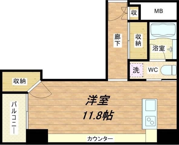 拡大写真:クリスタルブライト本町東 4階401の間取り