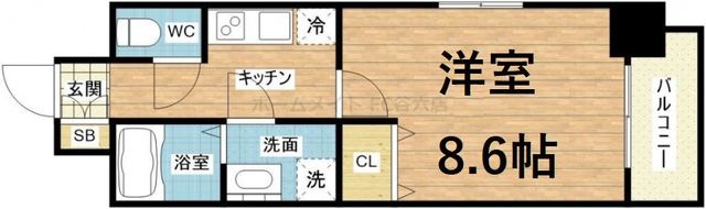 拡大写真:エスリード大阪天満宮 6階601の間取り