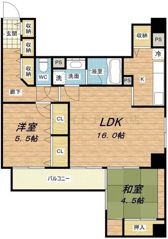 拡大写真:日宝ライフ十二軒町 4階403の間取り