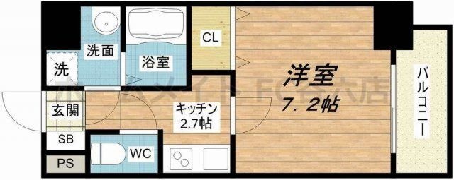 拡大写真:グランパシフィック北新町 7階701の間取り