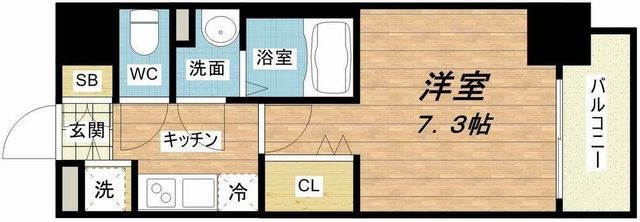 拡大写真:Luxe天神橋 2階203の間取り