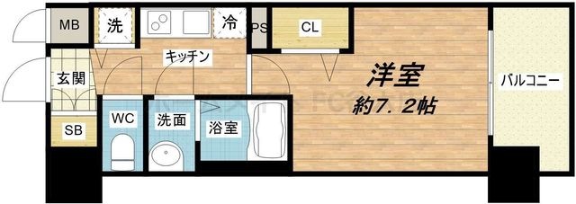 拡大写真:スワンズシティ谷町モデルノ 9階906の間取り