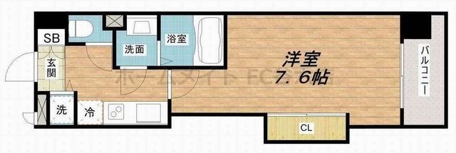 拡大写真:Luxe難波西Ⅲ 14階1403の間取り