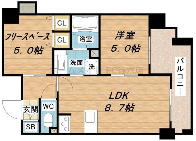 拡大写真:エステムプラザ心斎橋エグゼ 2階202の間取り