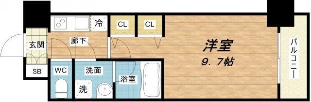 拡大写真:セイル淀屋橋 3階313の間取り