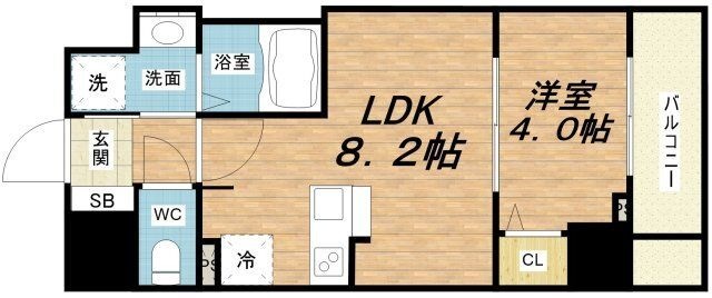 拡大写真:ローズコーポ堺筋本町 4階403の間取り