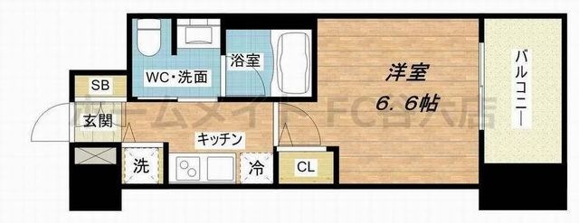 拡大写真:ファーストフィオーレ難波ウエスト 11階1103の間取り