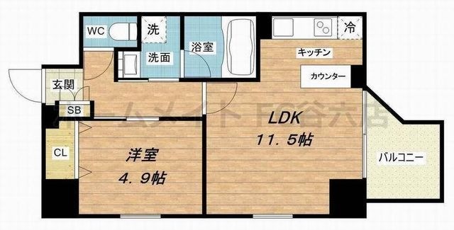 拡大写真:プレジオ本町 11階1105の間取り