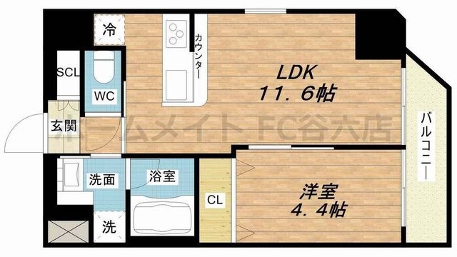 拡大写真:プレジオ都島本通 11階1104の間取り