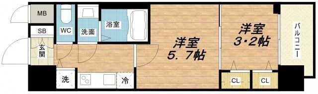 拡大写真:S-RESIDENCE日本橋Qualier 11階1101の間取り