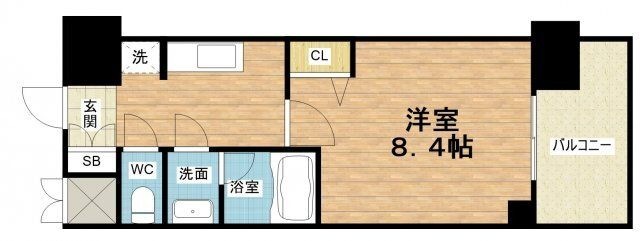 拡大写真:Splendide NAMBAIII 13階1307の間取り