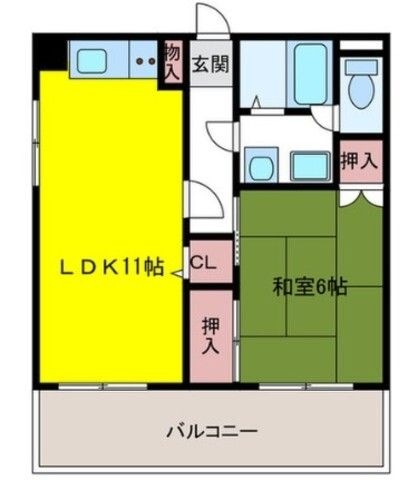 拡大写真：ビレッジボヌール若久 1階103の間取り