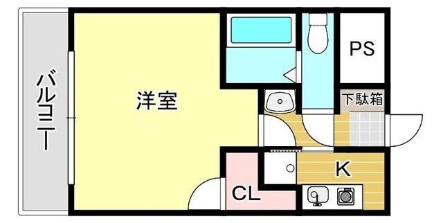 拡大写真:福岡市中央区薬院2丁目 3階306の間取り