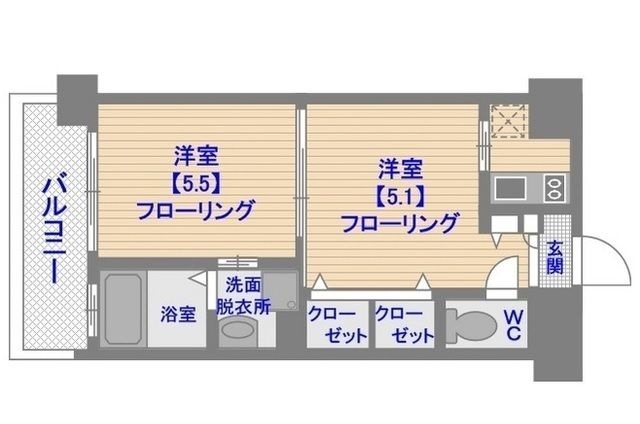 拡大写真:福岡市中央区薬院2丁目 2階205の間取り