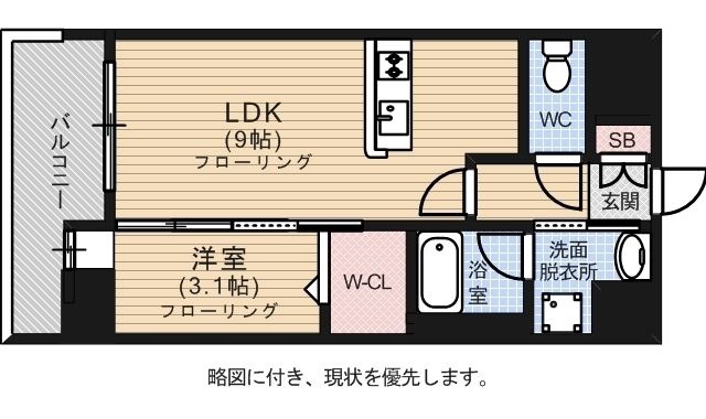 拡大写真:エンクレスト薬院大通 7階703の間取り