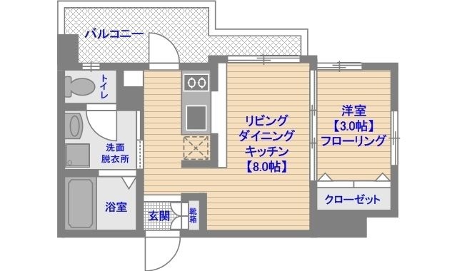 拡大写真:エンクレスト平尾2 7階707の間取り