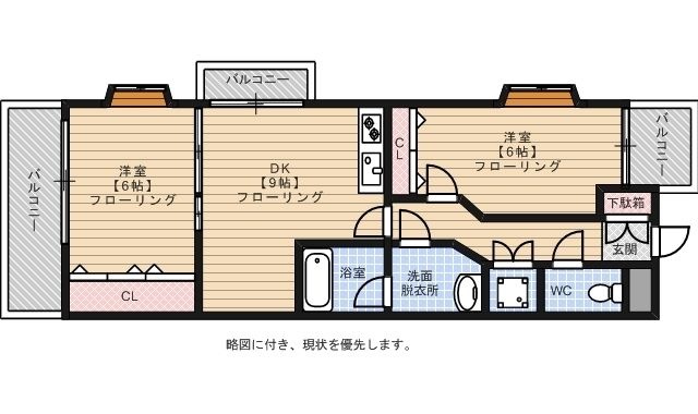 拡大写真:福岡市南区清水1丁目 3階306の間取り