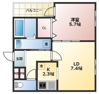 拡大写真:フジパレスヴェール 2階201の間取り