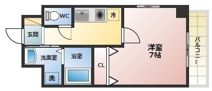 拡大写真:プライマル西宮夙川 9階902の間取り