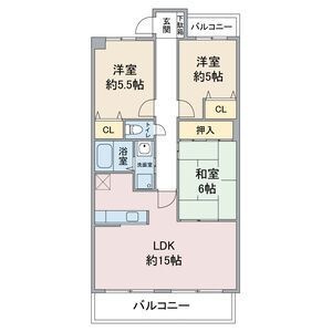 拡大写真:サンカーフⅡ 2階201の間取り