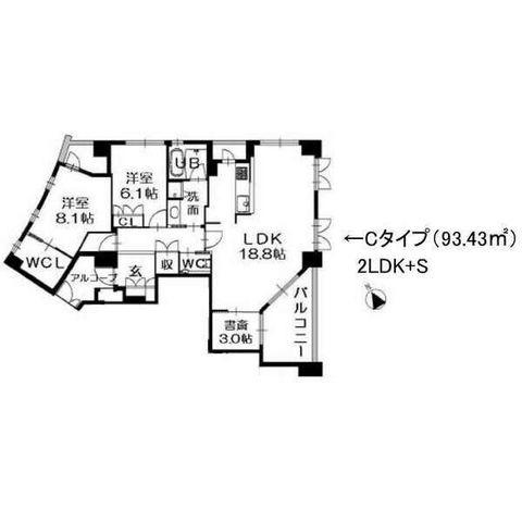 拡大写真:Le Ciel 八事 1階103の間取り