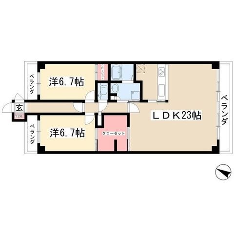 拡大写真:ビラ三秀山中 5階502の間取り