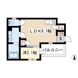 拡大写真:Cachette(カシェット) 3階302の間取り
