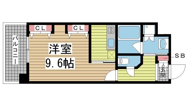 拡大写真：ＫＡＩＳＥＩ新神戸第２WEST 9階913の間取り