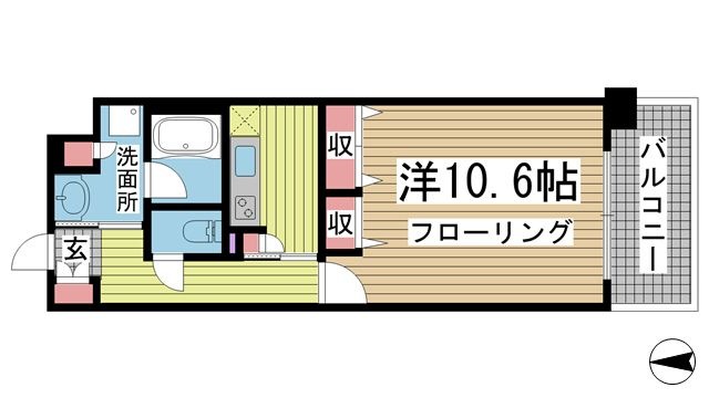 拡大写真:KAISEI新神戸 7階702の間取り