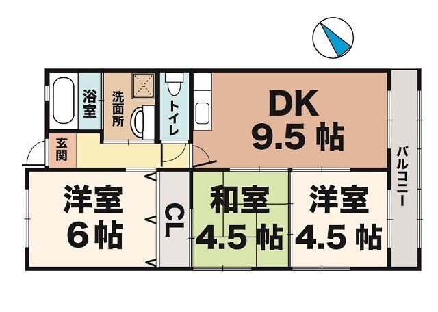 拡大写真:グリーンハイツ松本 5階501の間取り